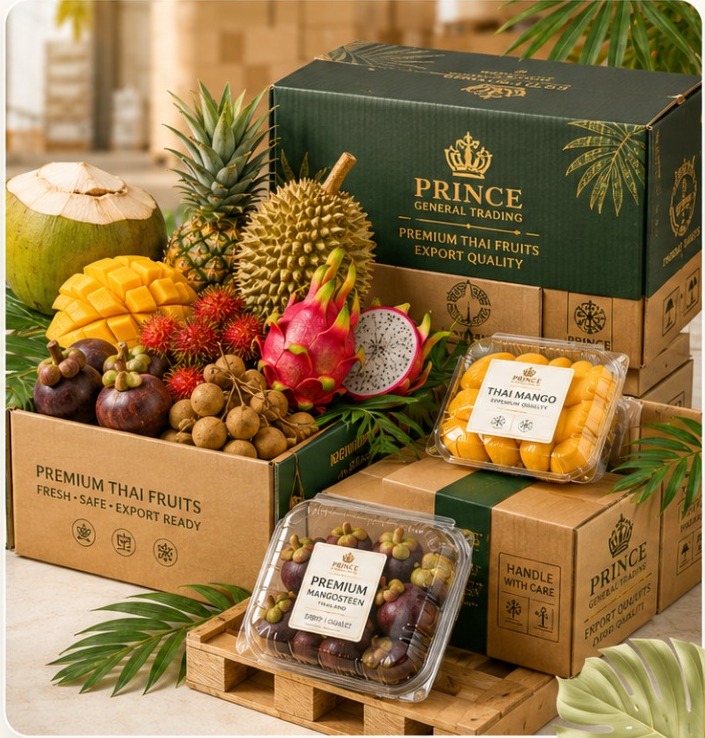 Premium Thai fruits packed for export quality